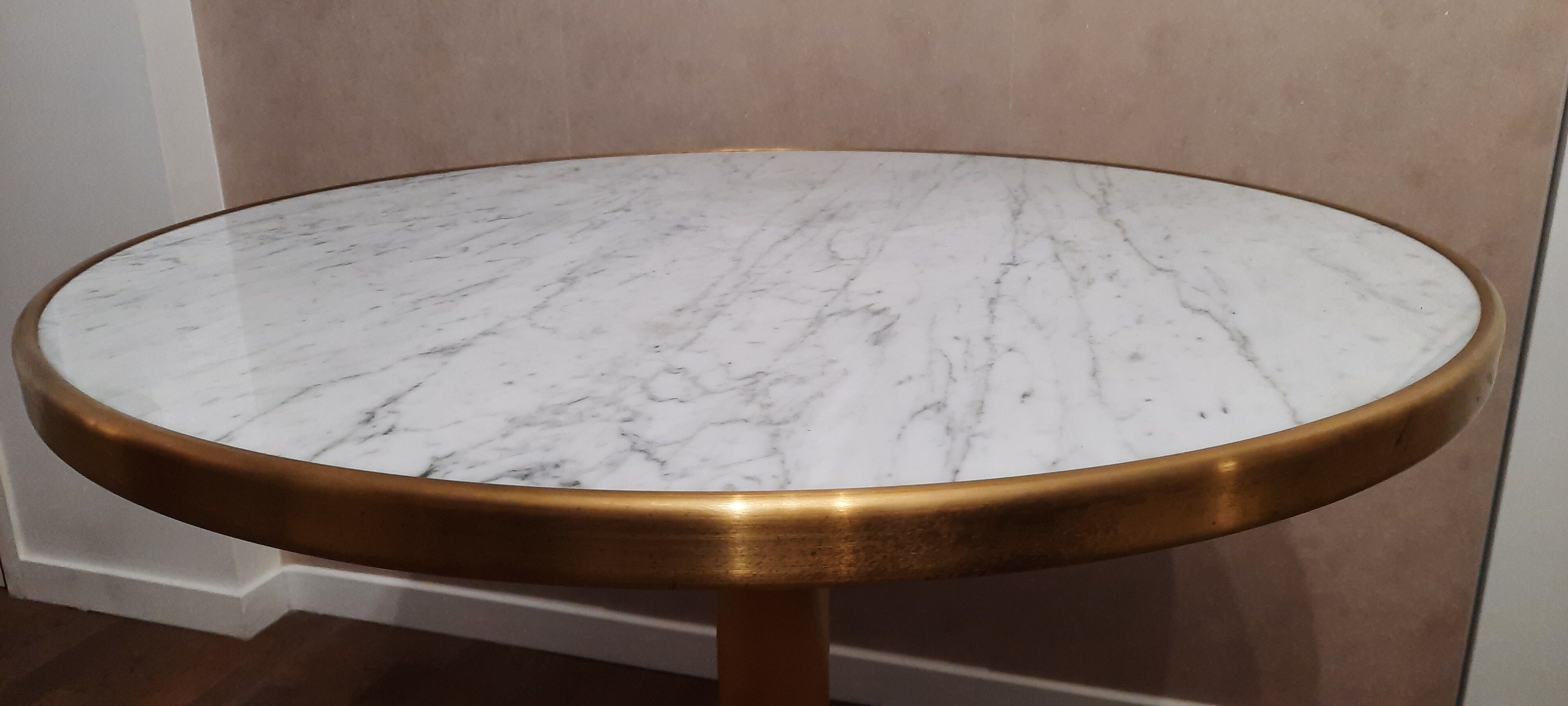 Table marble square diam. 80 cm brass brass brass foot brass