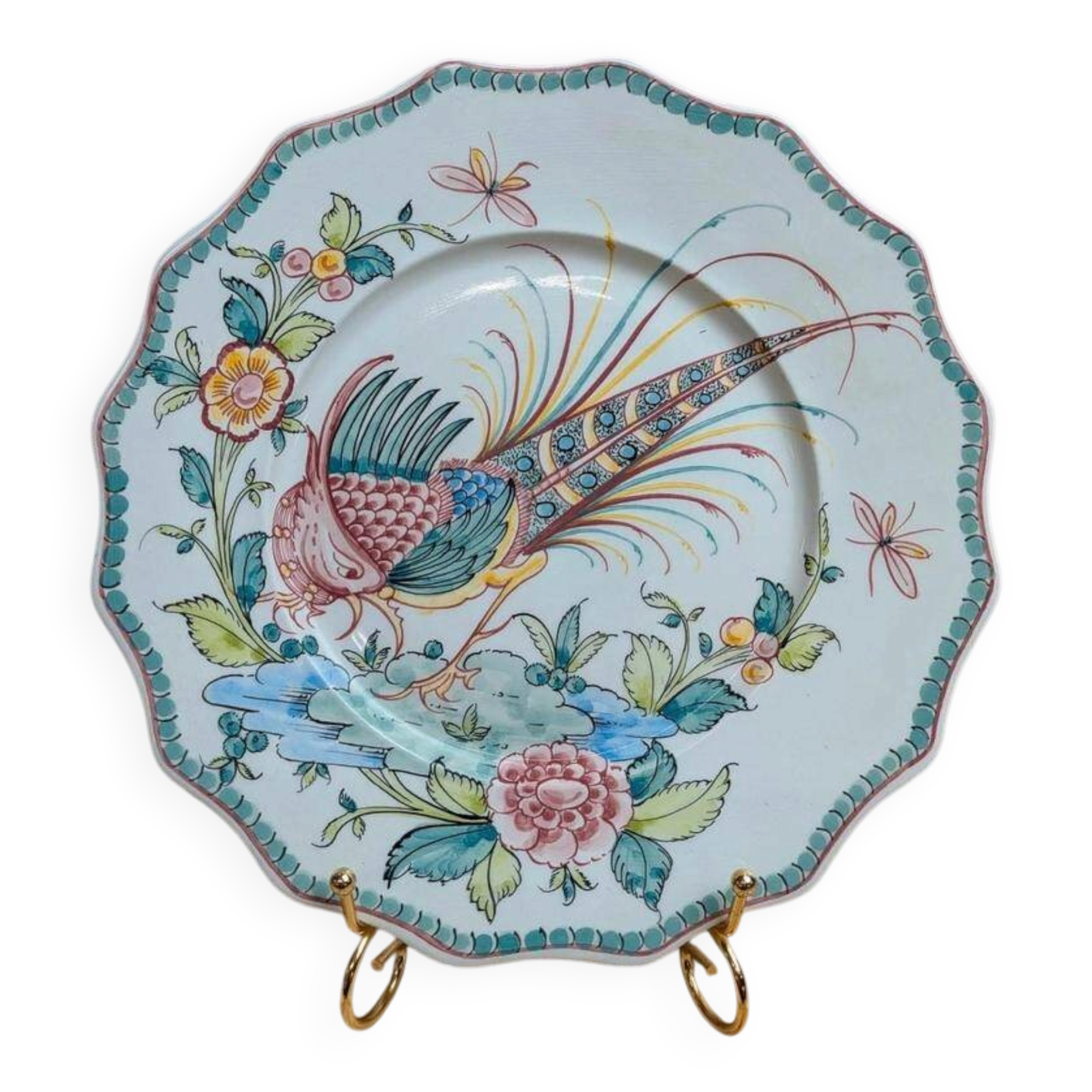 Decorative plate in earthenware Ânfora Águeda – Portugal – Hand-painted exotic bird
