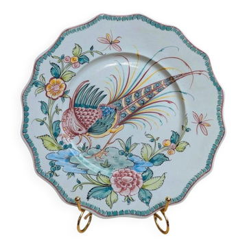 Assiette décorative en faïence Ânfora Águeda – Portugal – Oiseau exotique peint à la main