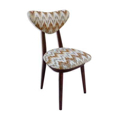 Chaise 'Heart' Mid-Century Moderne, Velours Jaune Gaston Daniela Jacquard, Bois Foncé, Europe 1960s