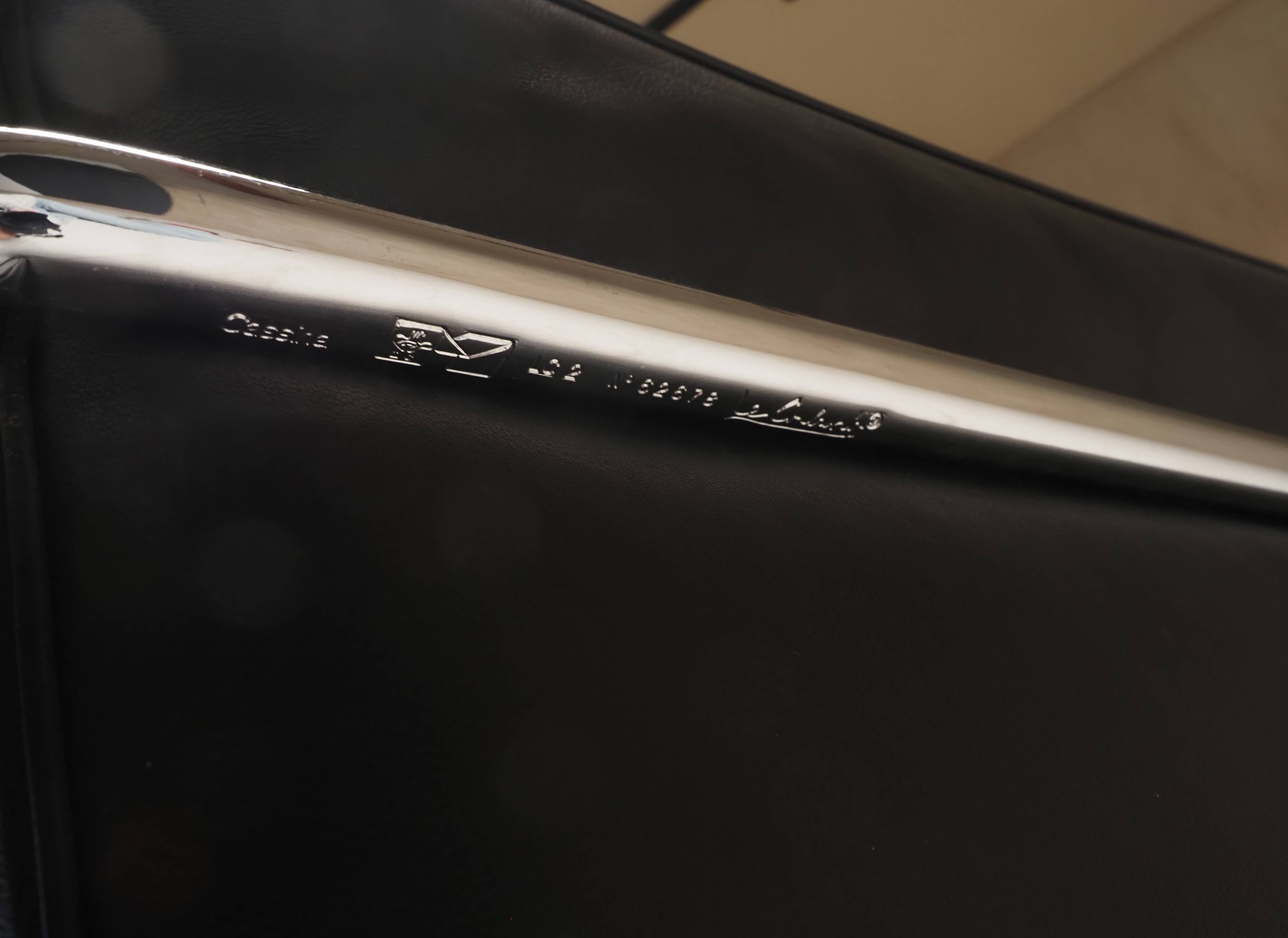 Cassina LC2 vintage two-seater sofa by Charlotte Perriand and Le Corbusier