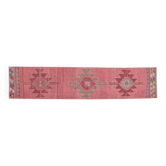 Tapis vintage turc fait main en laine et coton rose, années 1970