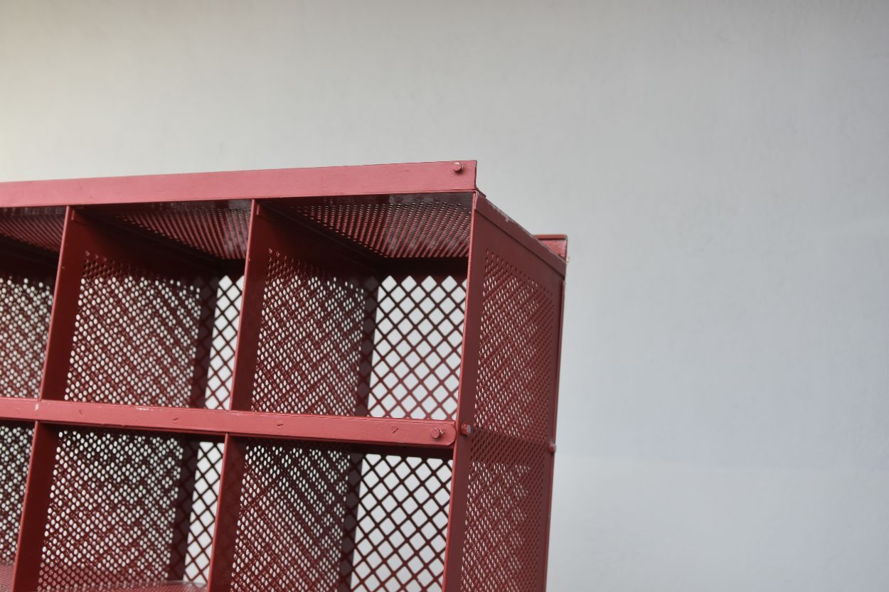 Red Tolix industrial style postal sorting locker
