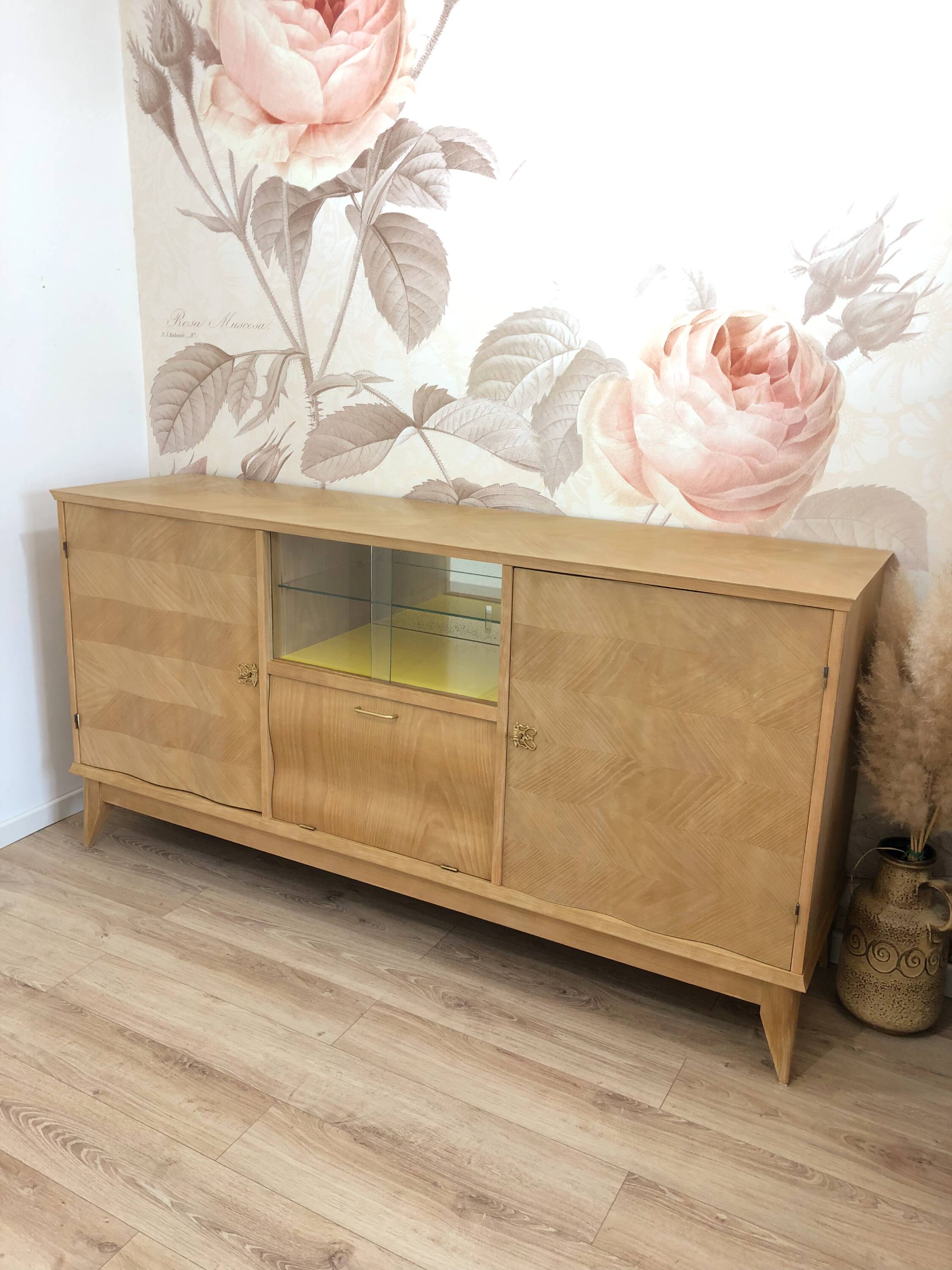 1960s sideboard with beautiful chevron marquetry