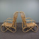 Ensemble de 2 fauteuils Rotan Dutch Design Belse 8, 1950
