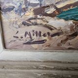 Oil Painting on Cardboard Saint Tropez - La Ponche signed Louis Millet - 60's