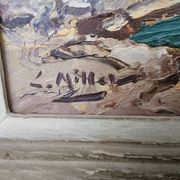 Oil Painting on Cardboard Saint Tropez - La Ponche signed Louis Millet - 60's