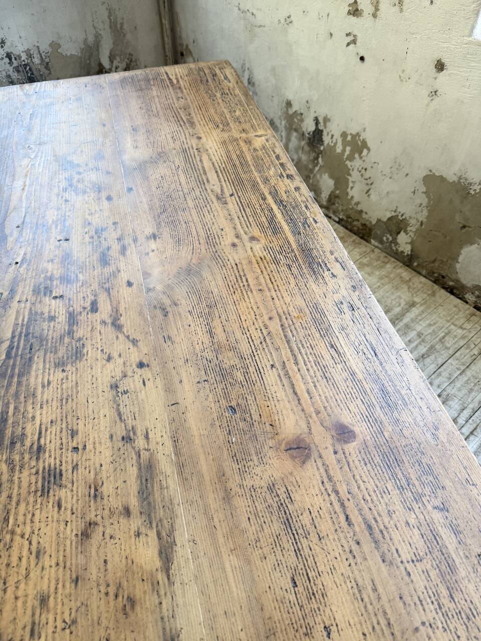 Pine and oak + walnut farmhouse table 1950