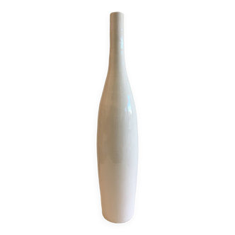 Large Little Girl Vase Long Straight Neck Cylindrical Cracked Glazed Ceramic