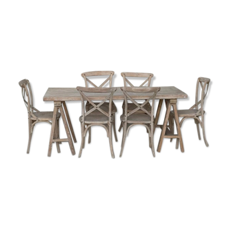 Table et six chaises d'époque 1900