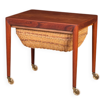 Table à Couture Vintage en Teck par Erik Severin Hansen pour Haslev Møbelsnedkeri, 1960s