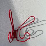 Pair of red metal wall hooks