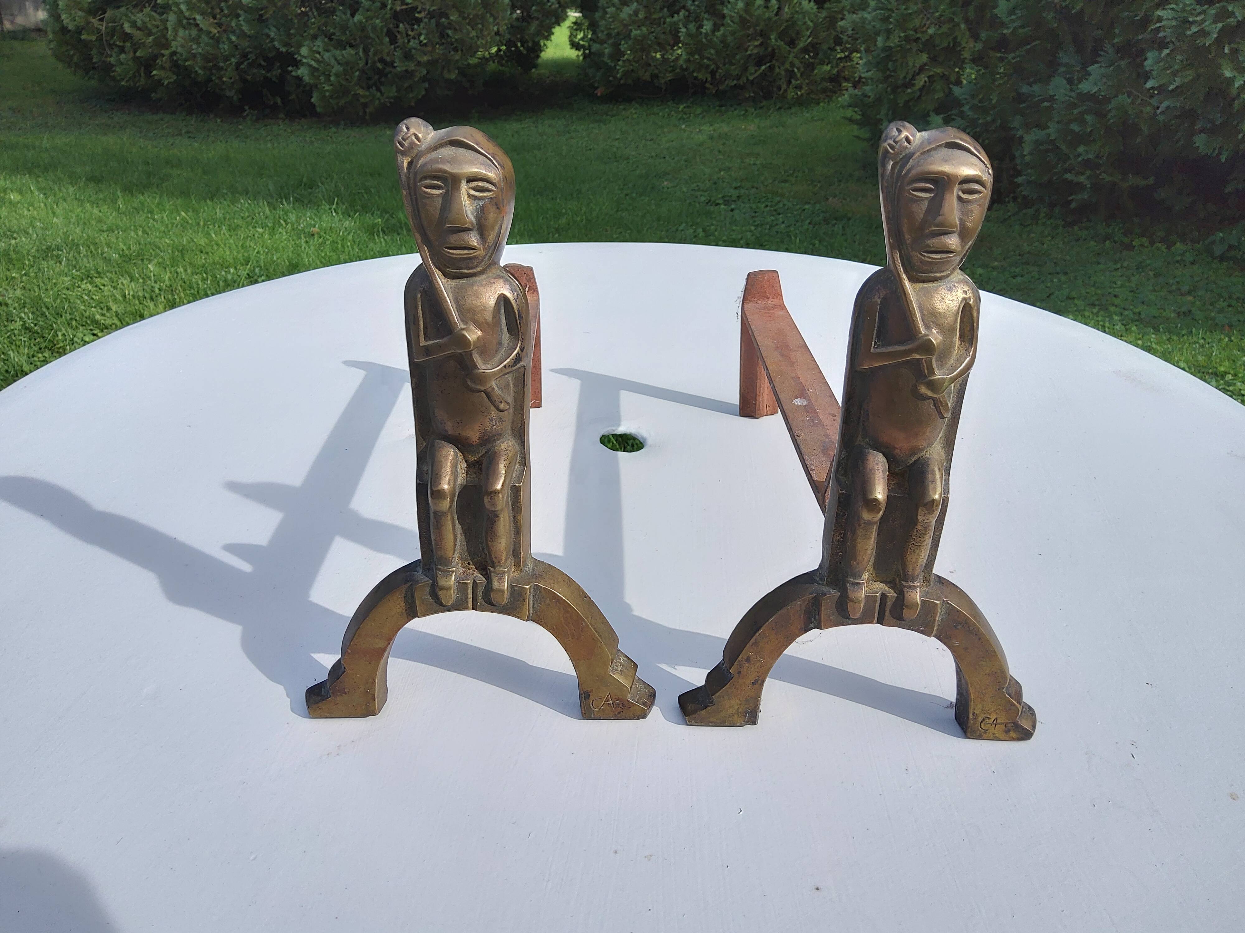 CAP monogrammed andirons