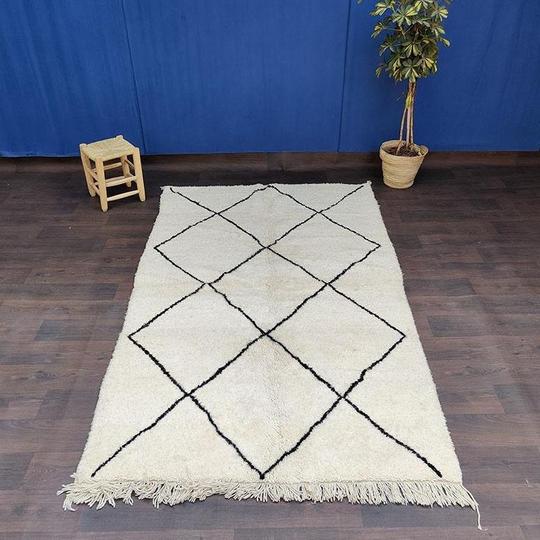 Carpet Beni Ouarai Berber black diamonds 150x255cm