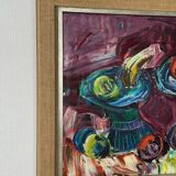 Original mid-century European oil on canvas – “Still Life” by Roy – dated 1969 – vintage & framed – 75 × 64 cm (29.5" × 25.2")