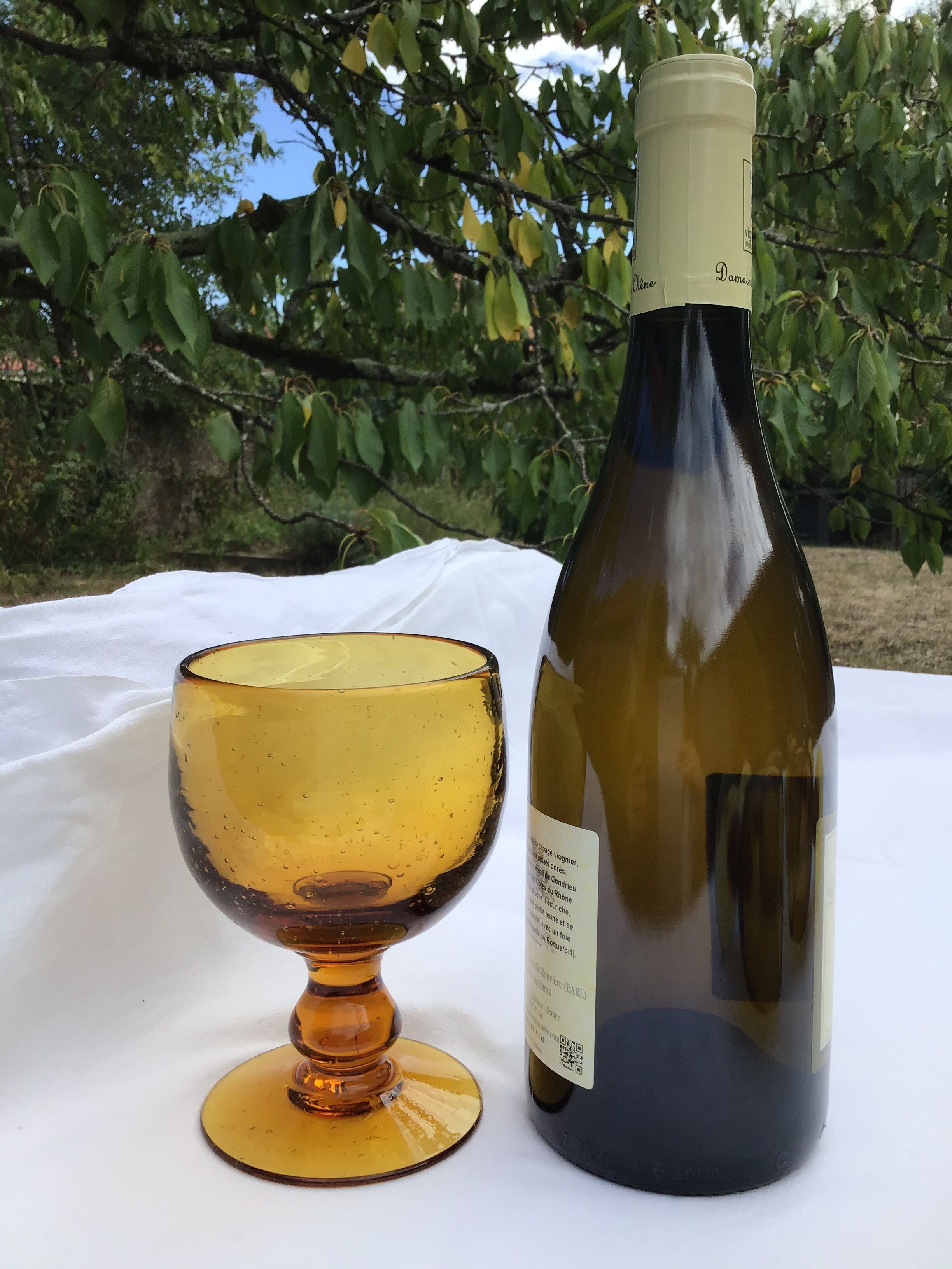 6 amber bubble-blown water glasses