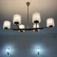 Vintage glass chandelier and its pair of wall lights