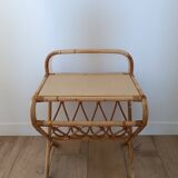 Vintage rattan side table - bedside table - sofa end table
