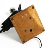 1940s table lamp made of iron in the shape of an eagle, teak wooden base