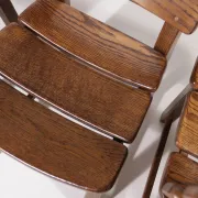 Set of 4 brutalist oak ladderback dining chairs – Netherlands, 1970s