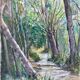 Tableau aquarelle "Sentier en forêt" école du XX° siècle