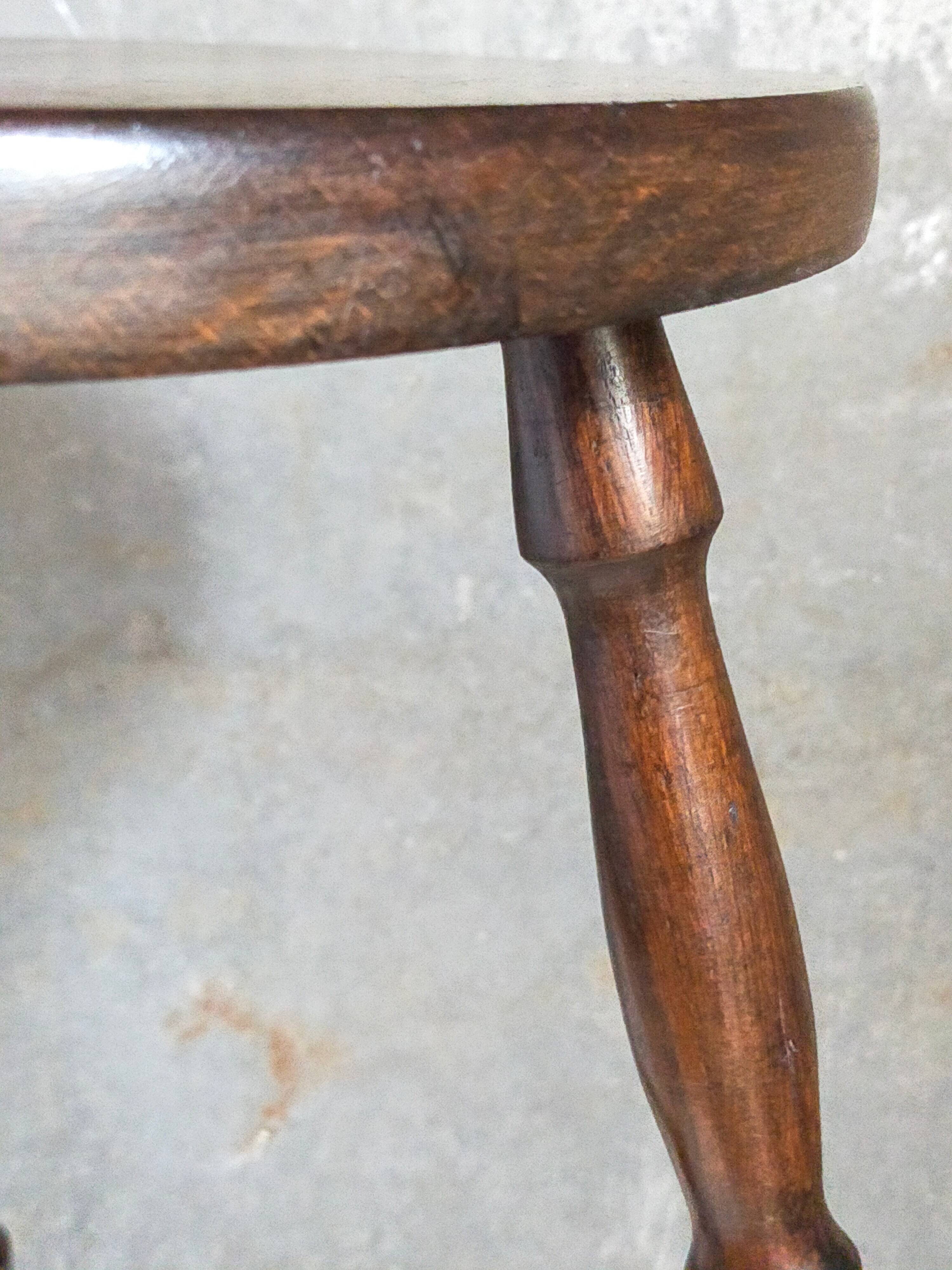 Vintage turned solid wood tripod stool