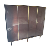 Large vintage wardrobe with 4 doors in brown and gold – dressing 198 cm