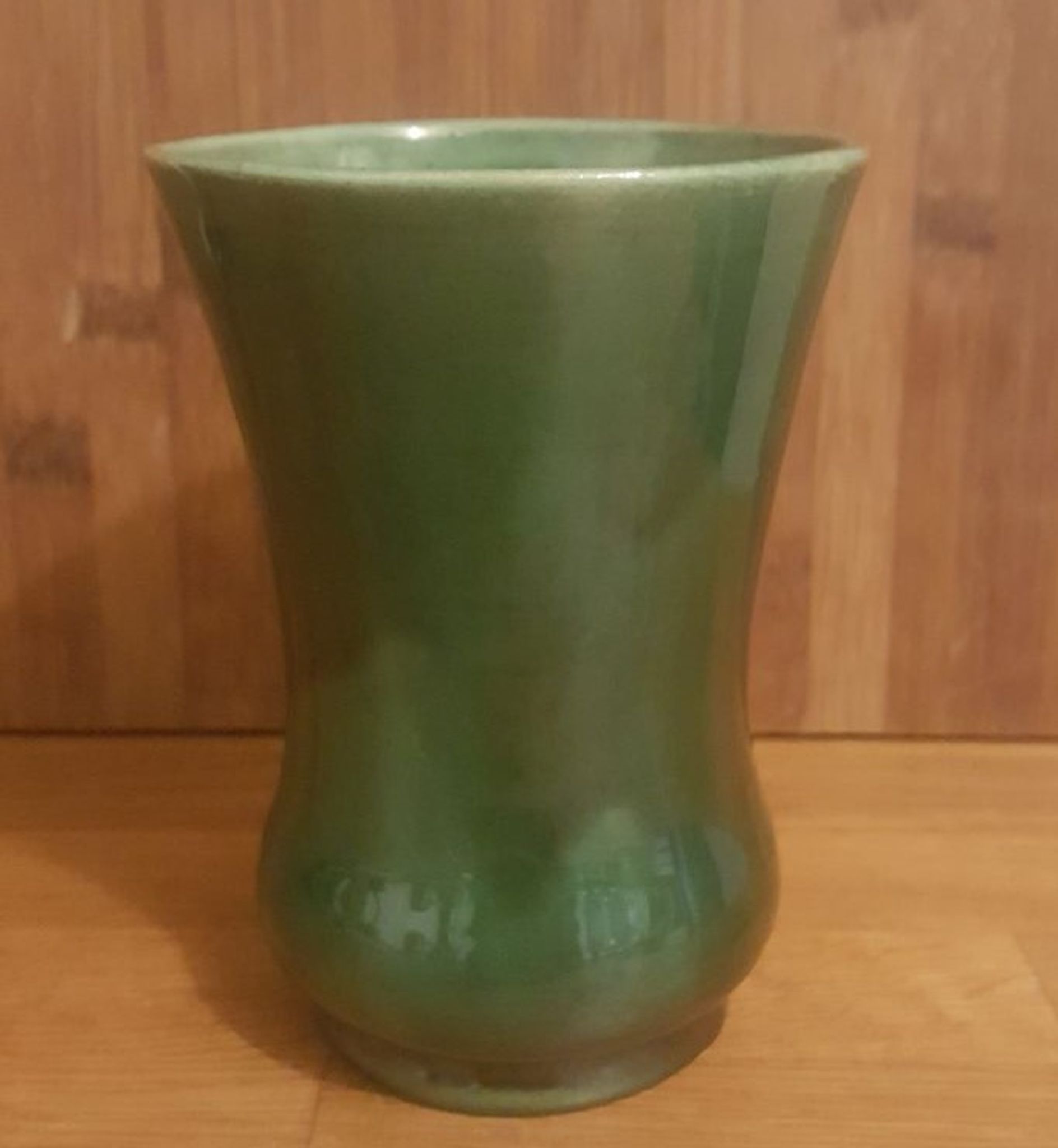 Vintage green ceramic vase 50s Belgium