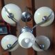 Lustre chrome metal 5 opalines jaune pale 1950