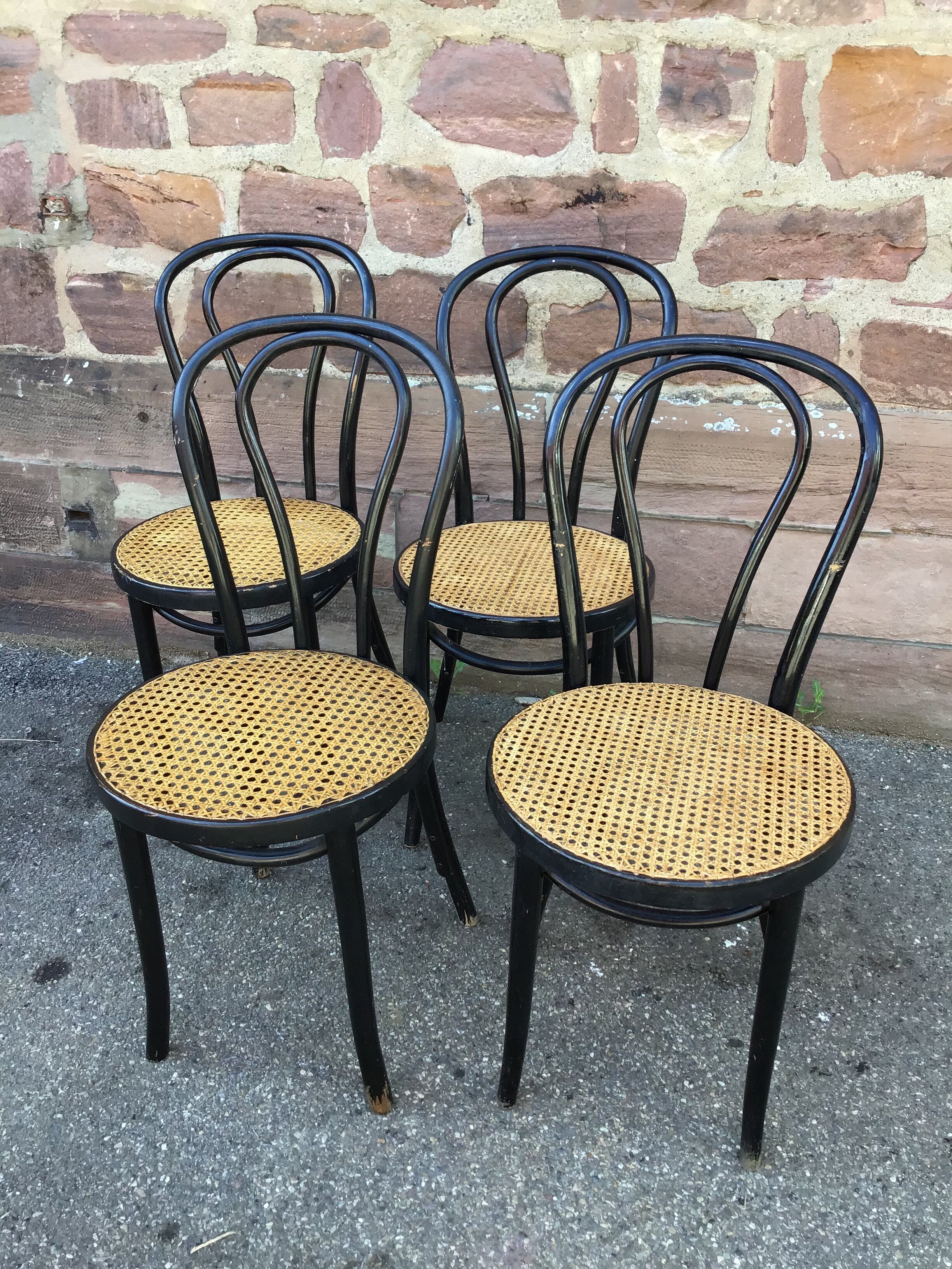 4 Viennese chairs curved wood Tuna blackened wood