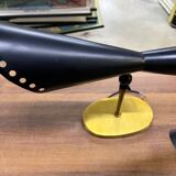 3 Scandinavian style black metal cornet wall lights, 1970