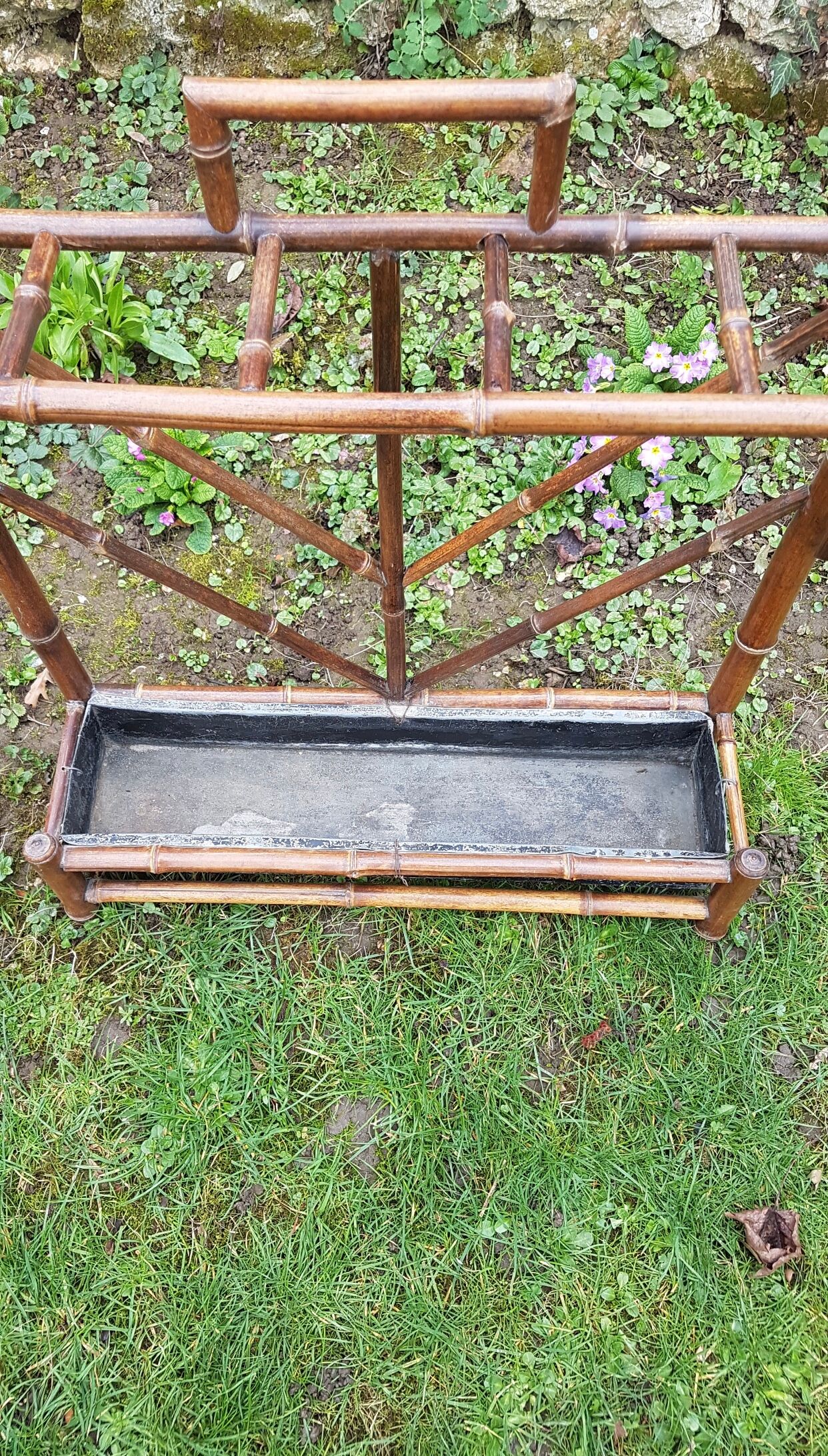 Door old wooden umbrellas turned