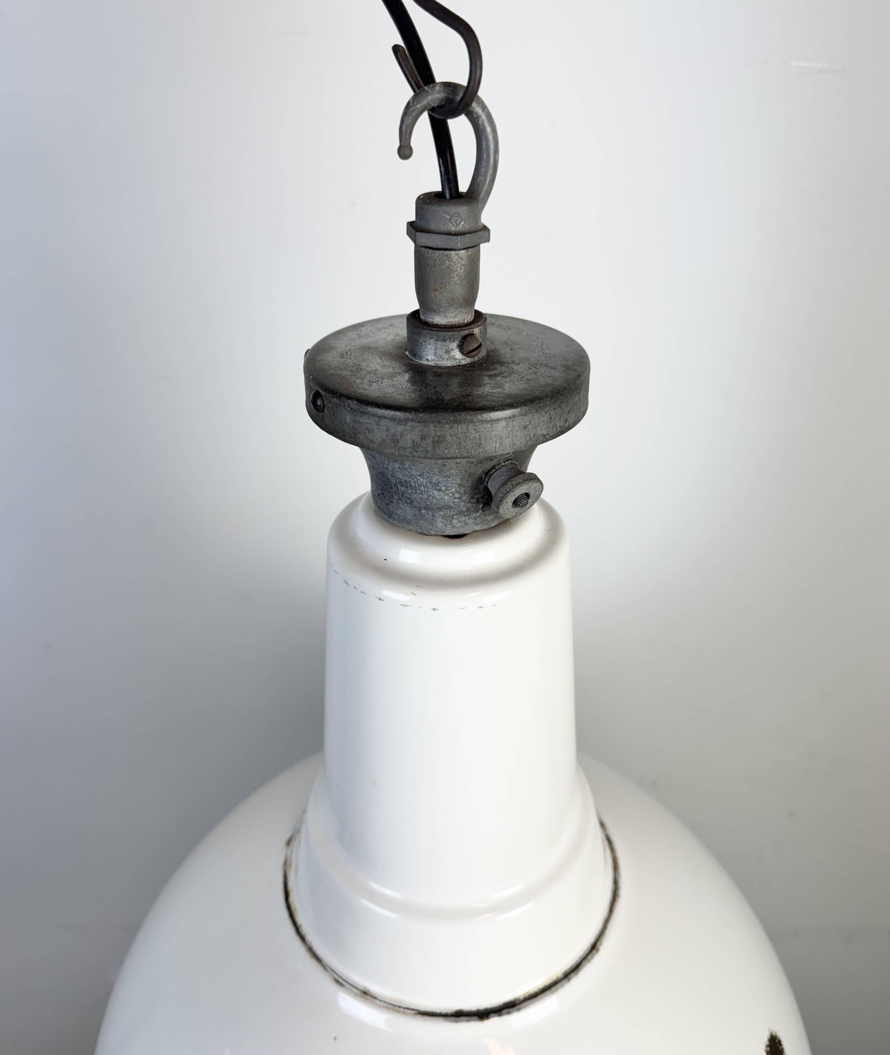 Large Industrial British White Enamel Pendant Lamp from Benjamin, 1960s