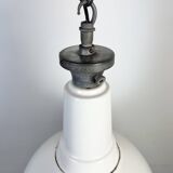 Large Industrial British White Enamel Pendant Lamp from Benjamin, 1960s
