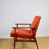 Armchair 'Lis', 1970s design by Henryk Lis orange-brick-terracotta - 2 pieces available