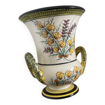 Ancient Large Vase Urn Married Handle Pot Henriot Quimper 30 cm