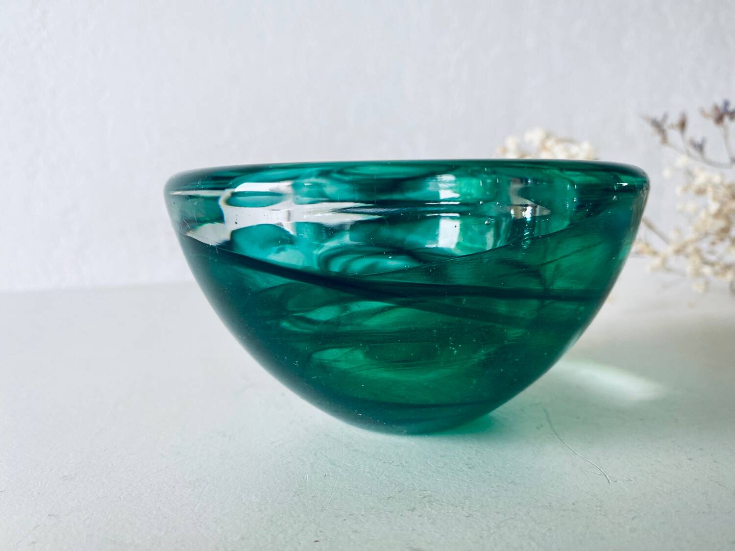 Kosta Boba green glass candle holder