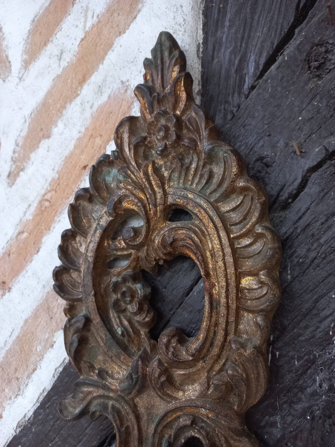 Golden wooden candle holder wall light