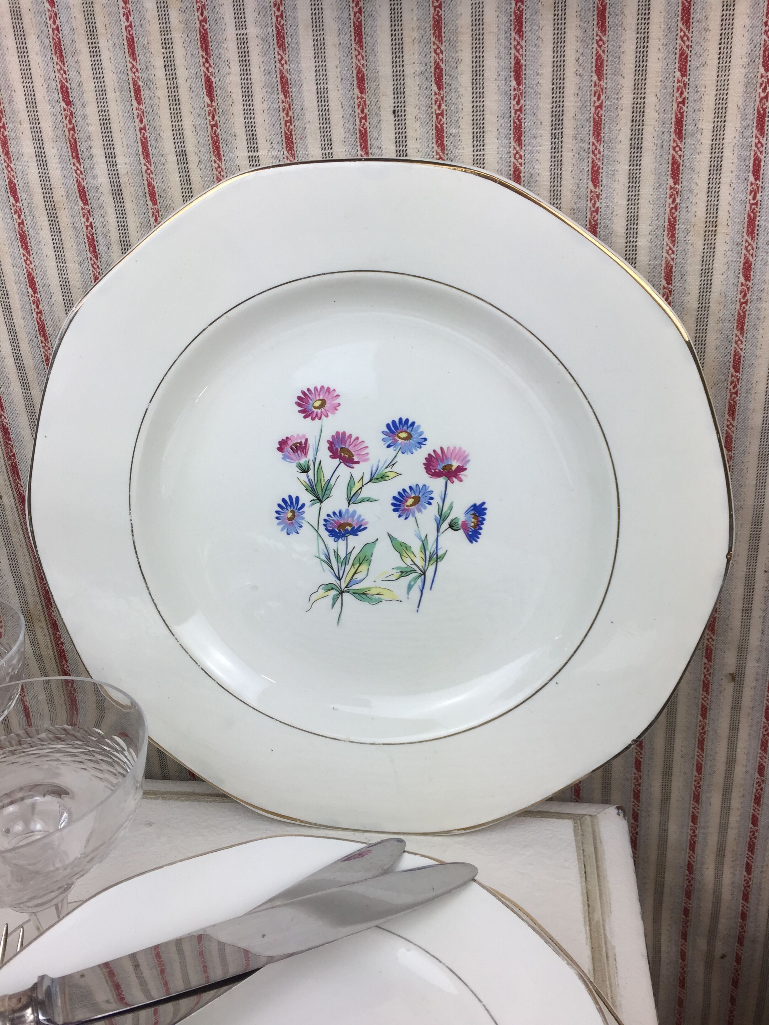 12 antique dessert plates made in France Digoin Sarreguemines