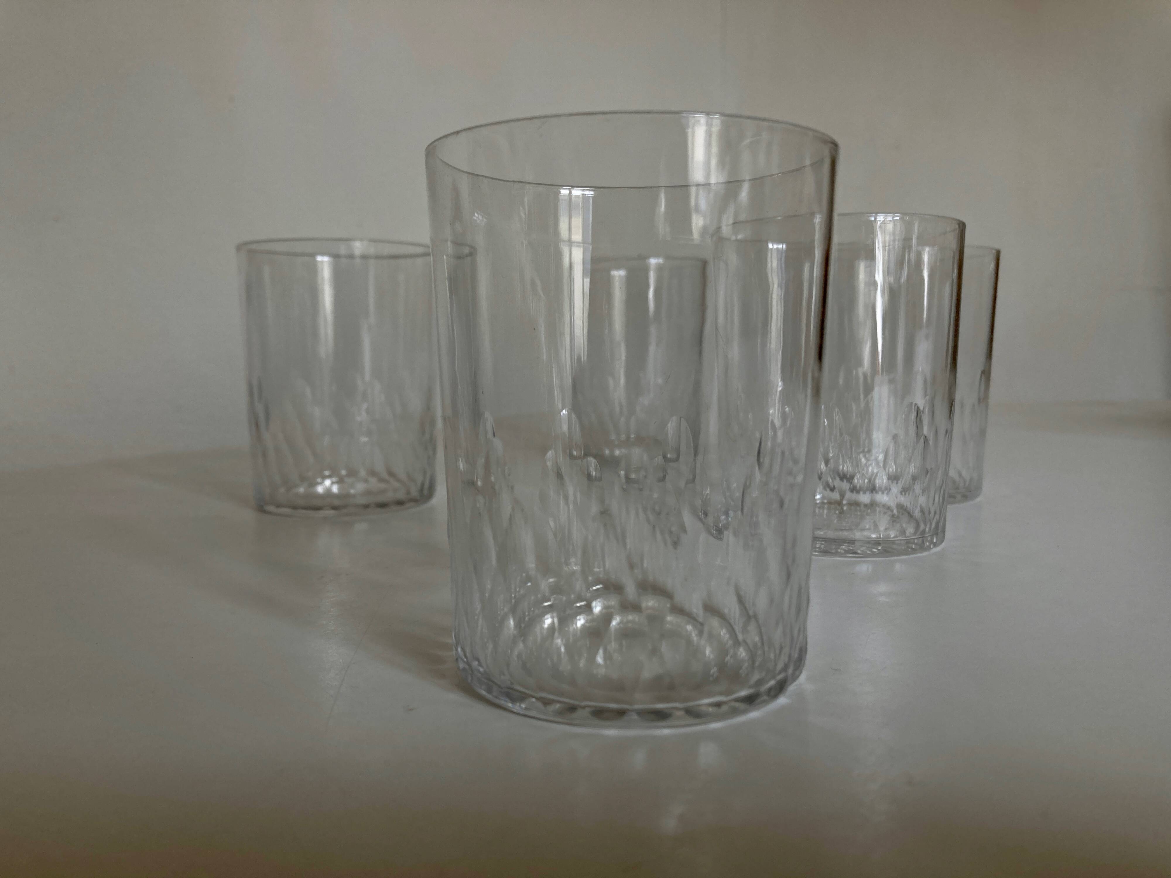 Set of 5 Baccarat modernist Ecailles water goblets