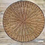 Round rattan coffee table double floor 60s