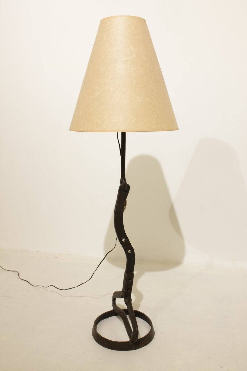 Wrought iron floor lamp attributed to Léopold Gest.