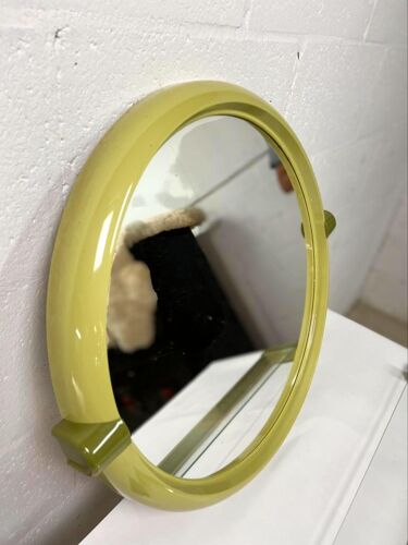 Set of vintage green mirror & shelf