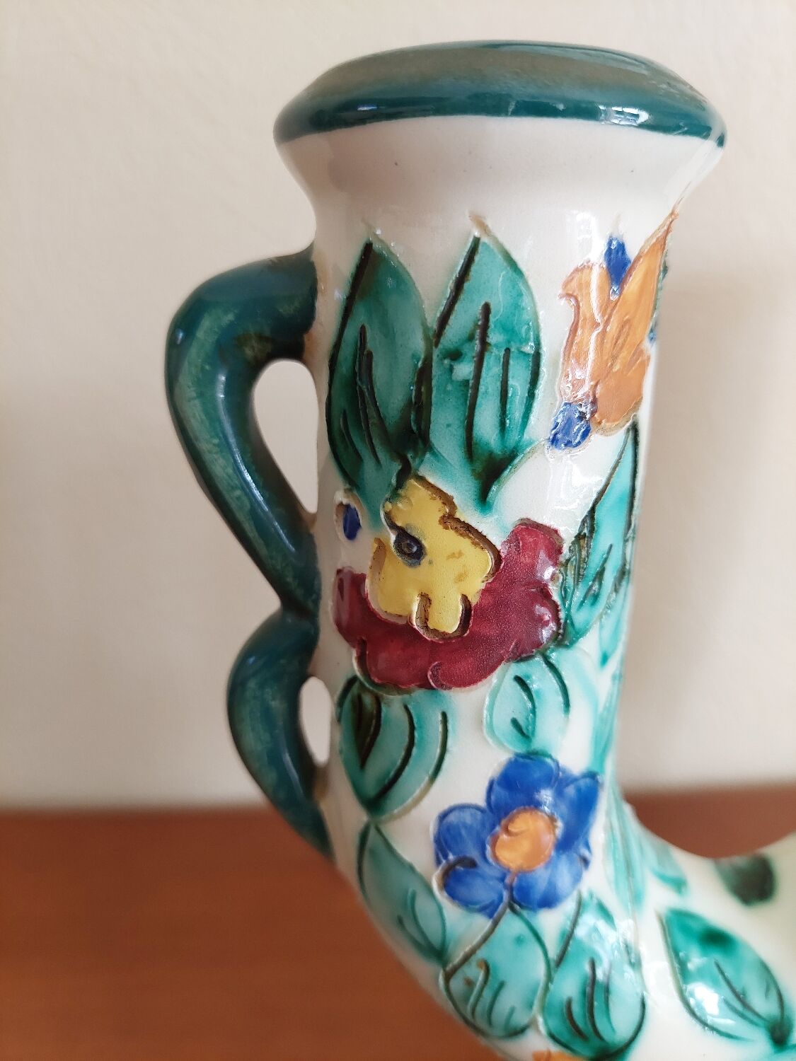 Pair of Monaco Cerart candlesticks floral decor 1950 1960