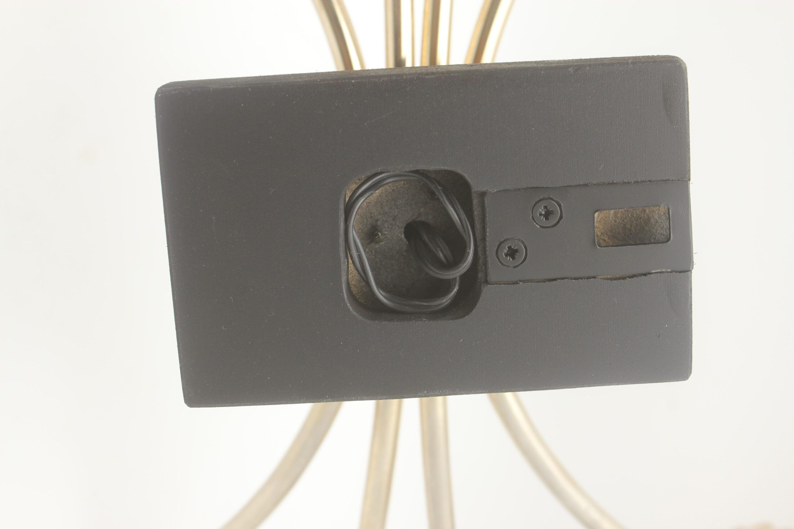 Wall lamp with brass rods and glass lampshade, 1960s