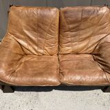 Brutalist sofa in elm and rope stitching circa 1960