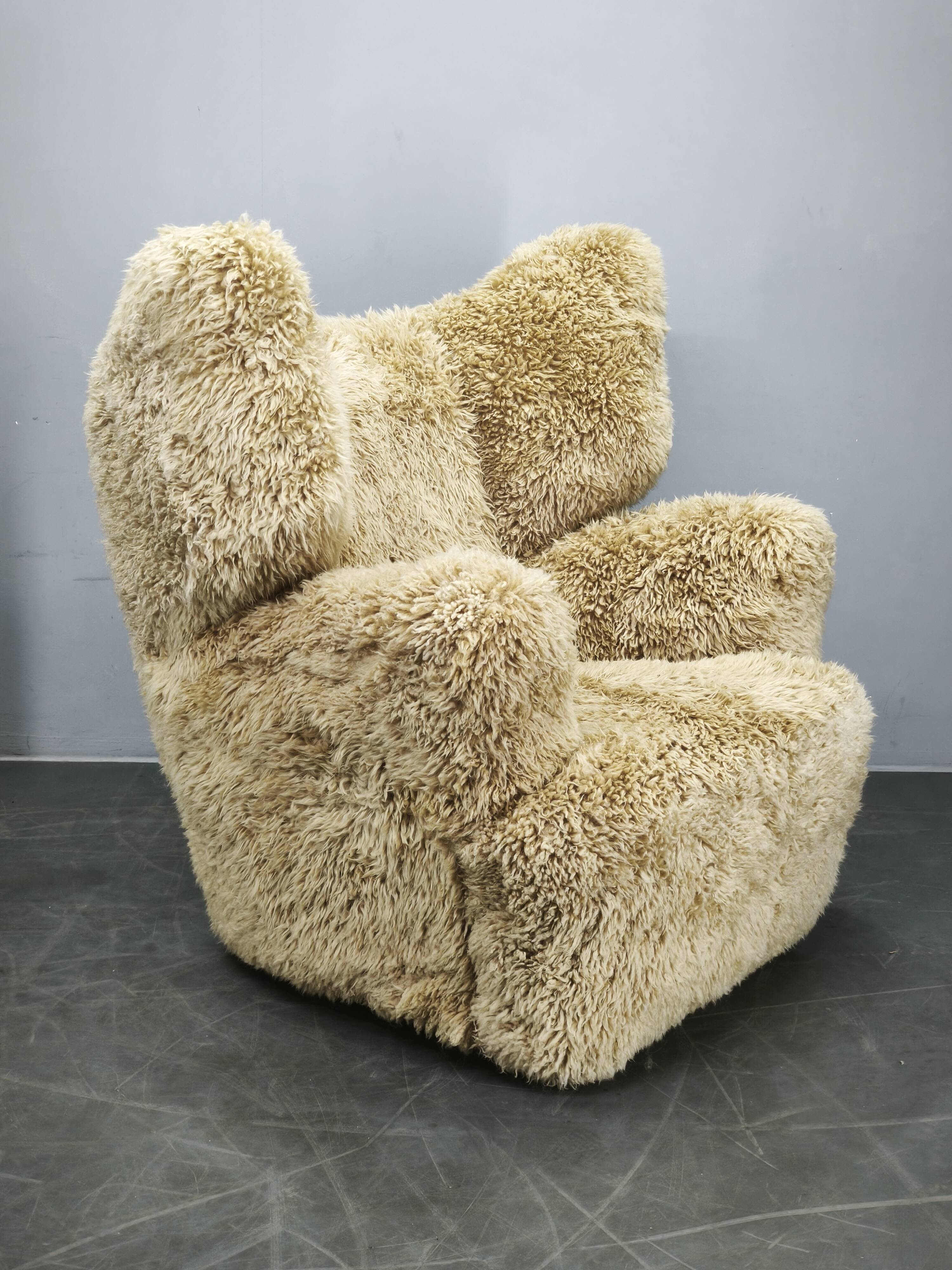 1930s Art Deco Wingback Armchair in Honey Skandilock Sheepskin