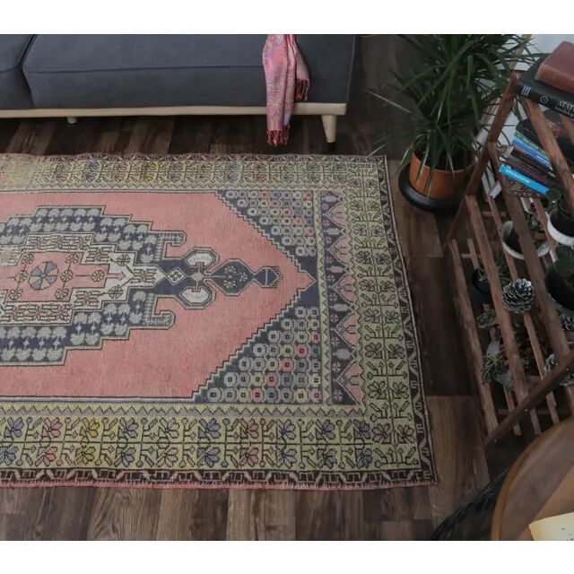 Vintage Turkish Oushak handmade wool runner rug 130x238