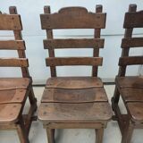 Set of 6 Brutalist Dining Chairs in Belgian Oak, 1965