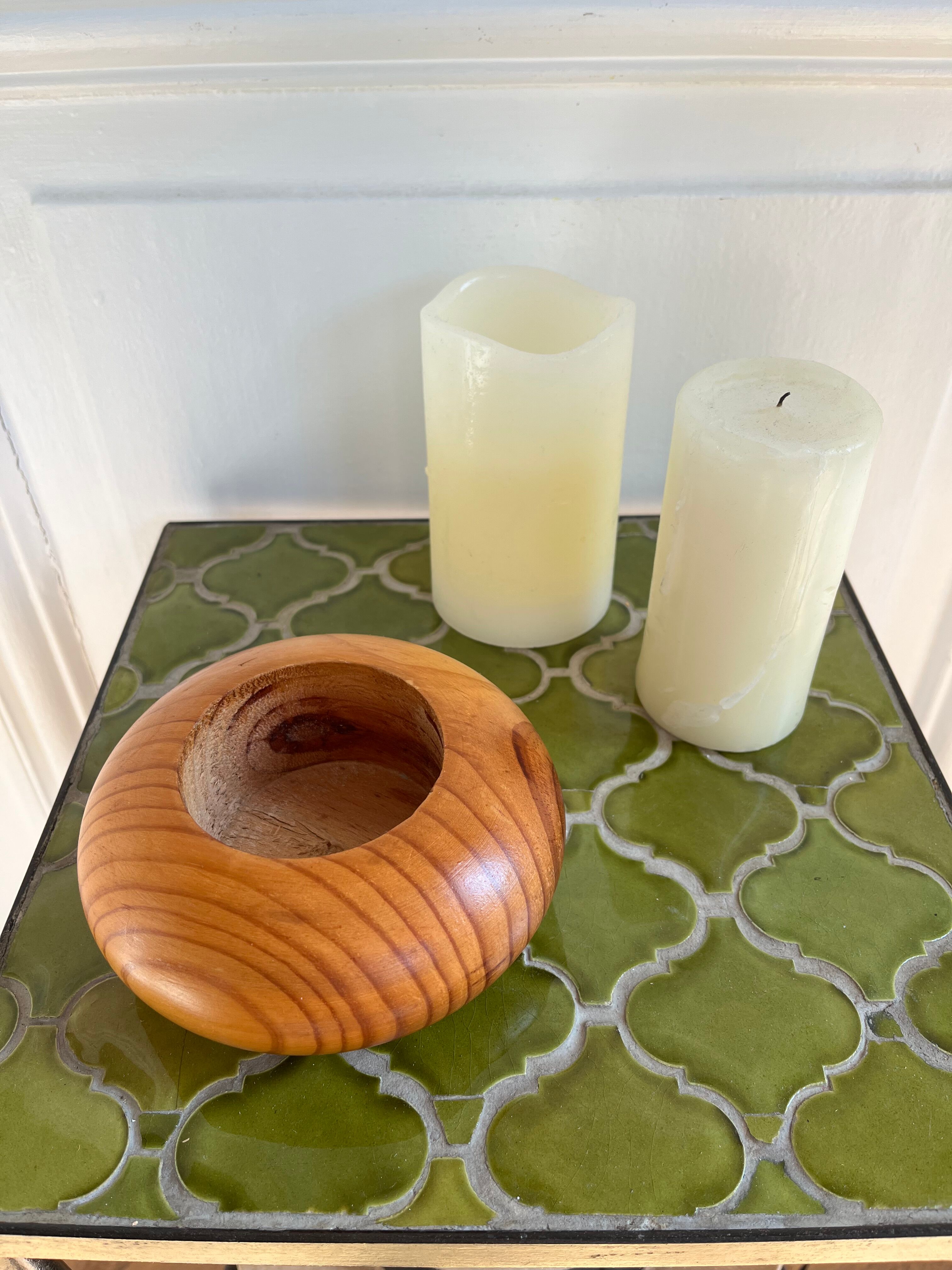 Vintage wooden candle holder